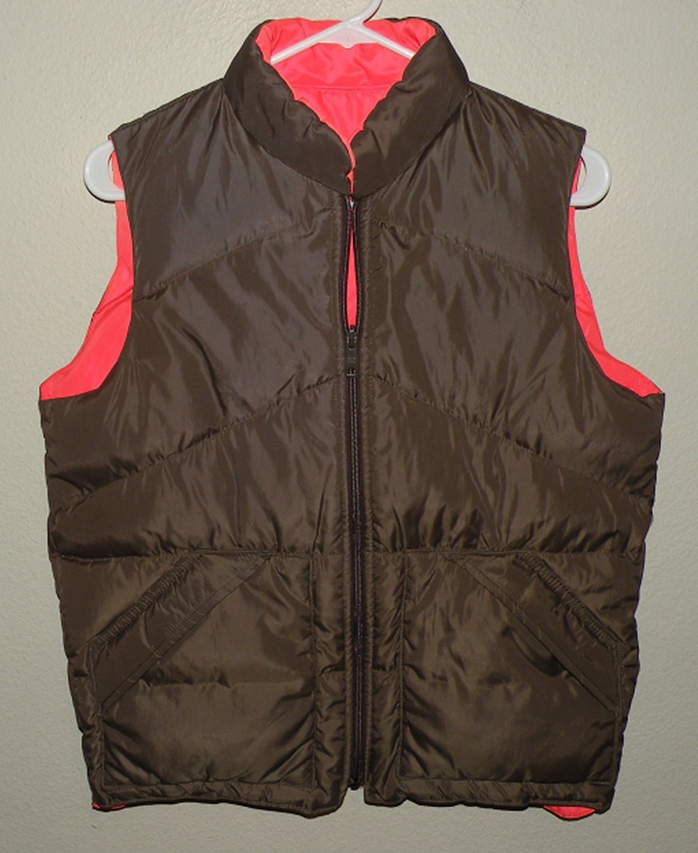 Unbranded Men’s Small Zip Goose Down Insulated Reversible Puffer Vest Brown